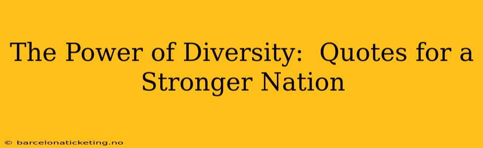 The Power of Diversity:  Quotes for a Stronger Nation