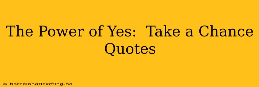 The Power of Yes:  Take a Chance Quotes