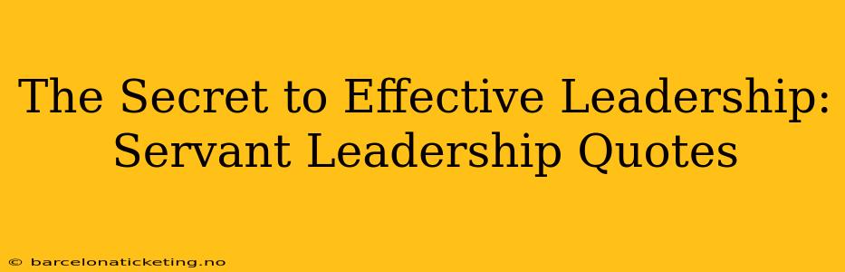 The Secret to Effective Leadership: Servant Leadership Quotes