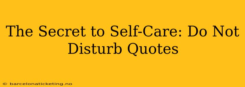 The Secret to Self-Care: Do Not Disturb Quotes