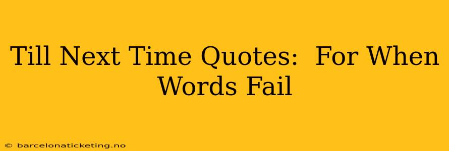 Till Next Time Quotes:  For When Words Fail